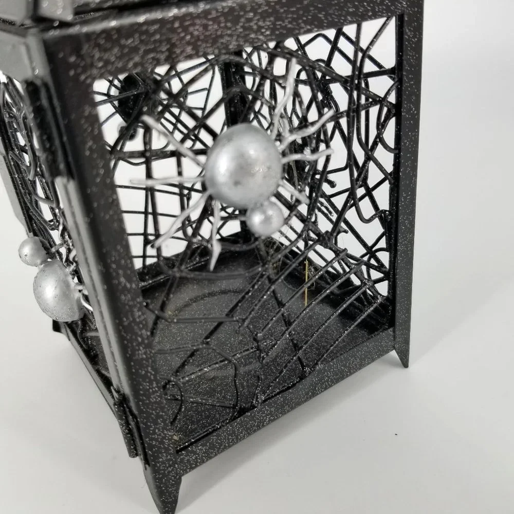 Spider Web Lantern Candle Holder Black Metal Halloween Home Decor Gothic 8